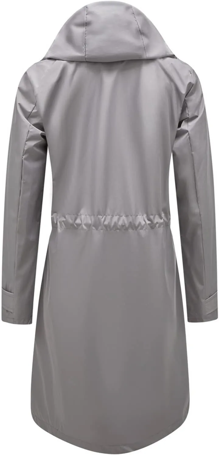Women Light Rain Jacket Waterproof Active Outdoor Trench Raincoat With Hood Lightweight Plus Size Women Rain