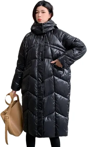 Women Winter Jacket Windproof Down Cotton Coat Long Thick Warm Padded Puffer Parkas Female Hooded Overcoat