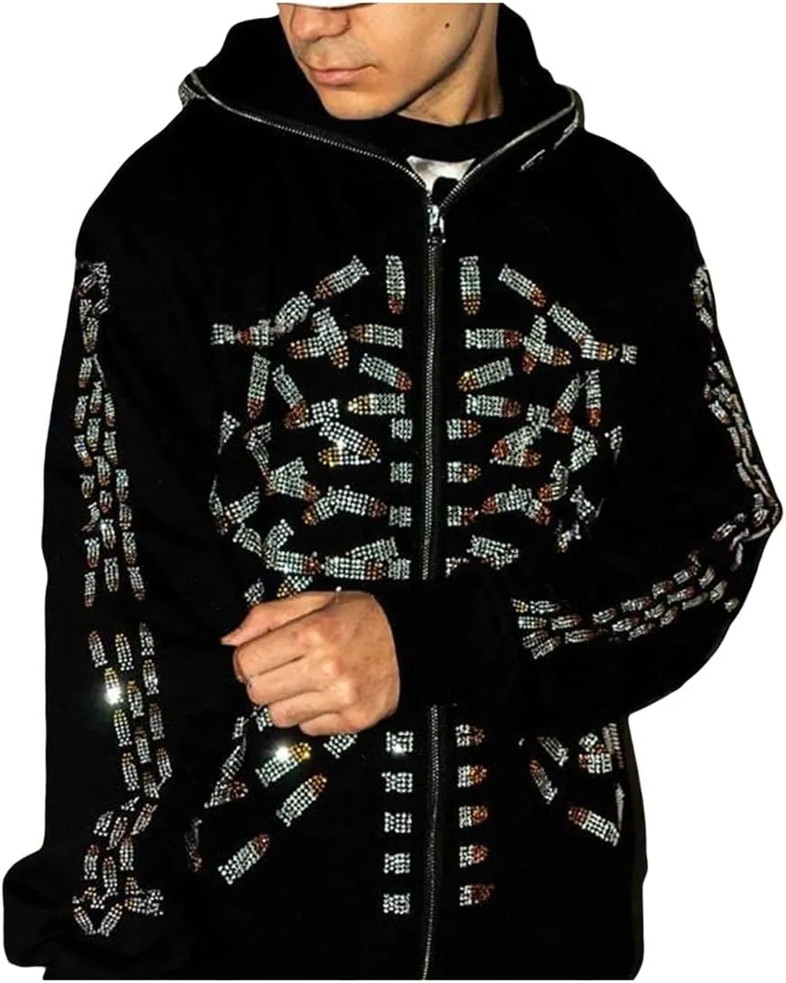 Women Y2K Spider Web Hoodies Punk Jackets Streetwear Goth Harajuku Oversized Vintage Graphic Full Zip Up Hoodie