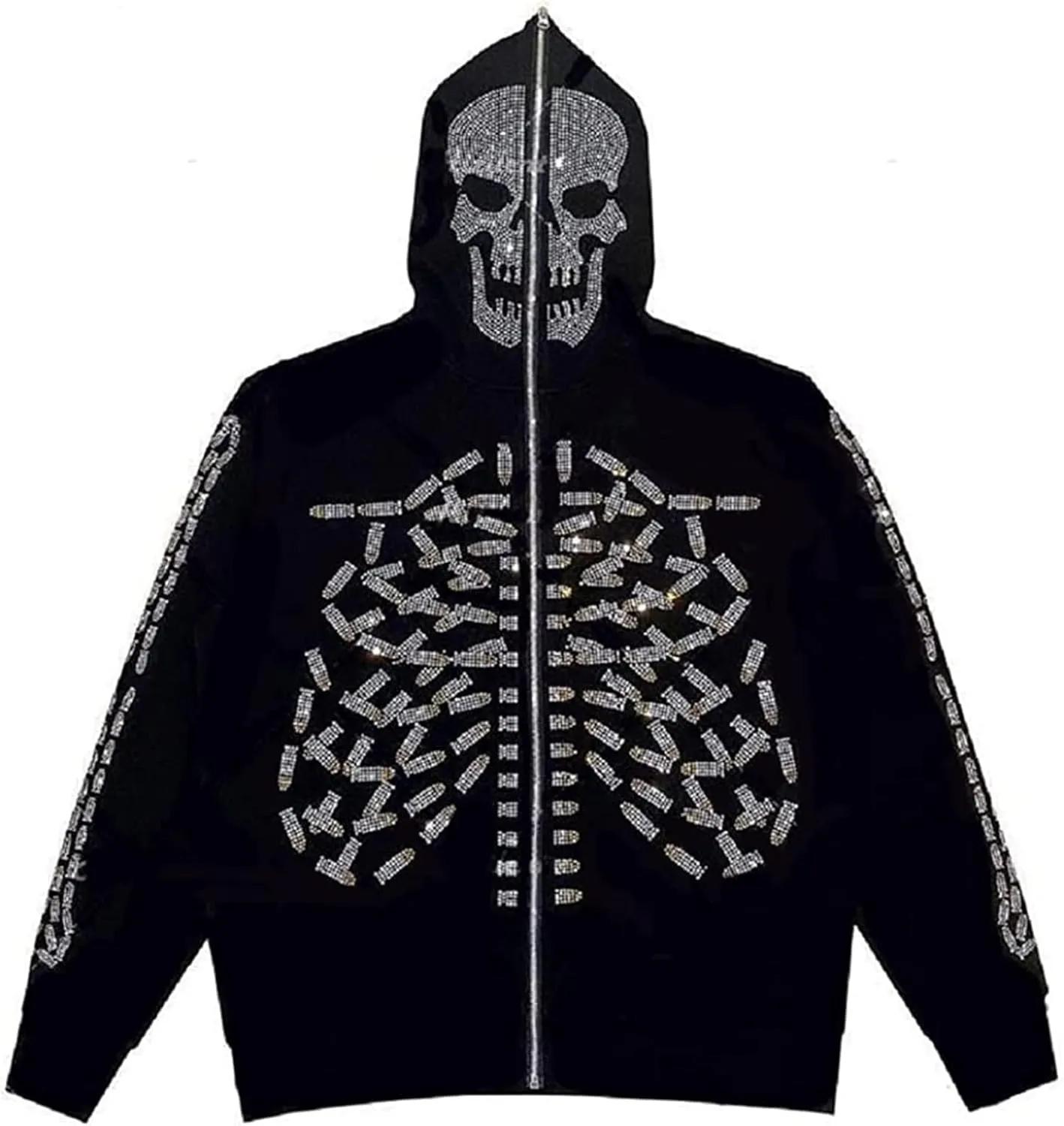 Women Y2K Spider Web Hoodies Punk Jackets Streetwear Goth Harajuku Oversized Vintage Graphic Full Zip Up Hoodie