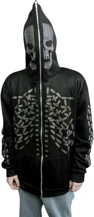 Women Y2K Spider Web Hoodies Punk Jackets Streetwear Goth Harajuku Oversized Vintage Graphic Full Zip Up Hoodie