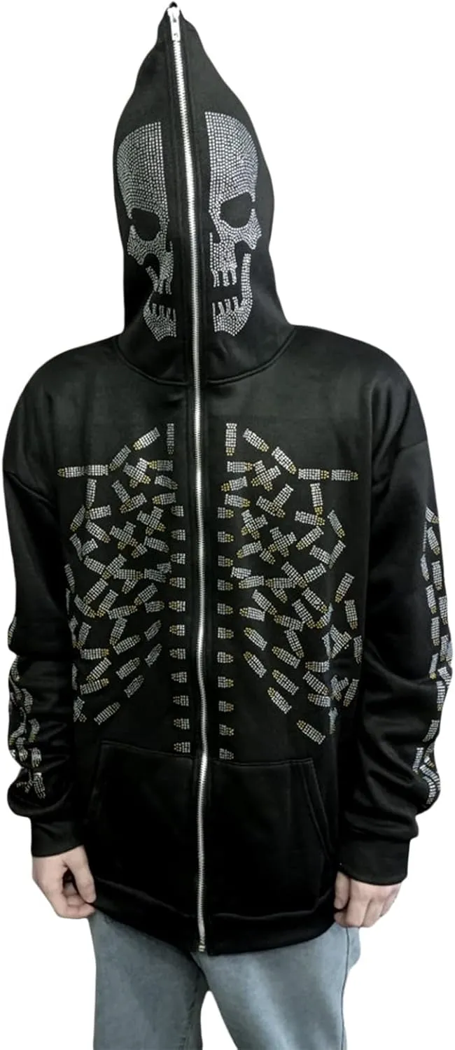 Women Y2K Spider Web Hoodies Punk Jackets Streetwear Goth Harajuku Oversized Vintage Graphic Full Zip Up Hoodie