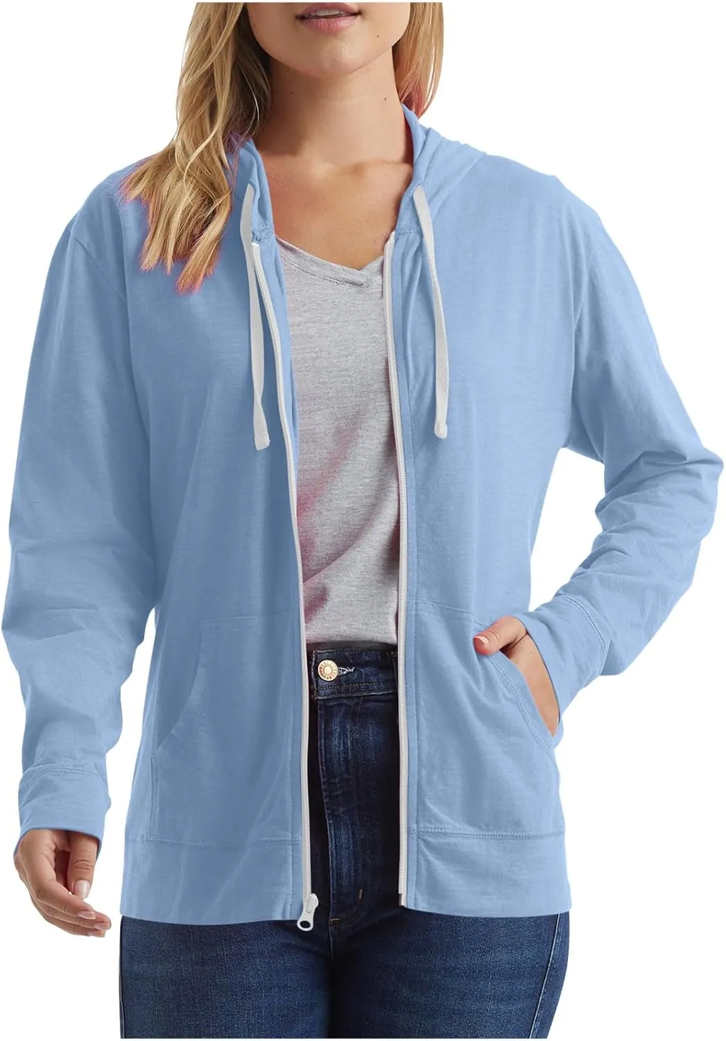 Women Zip Up Hoodies Long Sleeve Hooded Pullover Drawstraing Loose Trendy Sweatshirts with Pocket