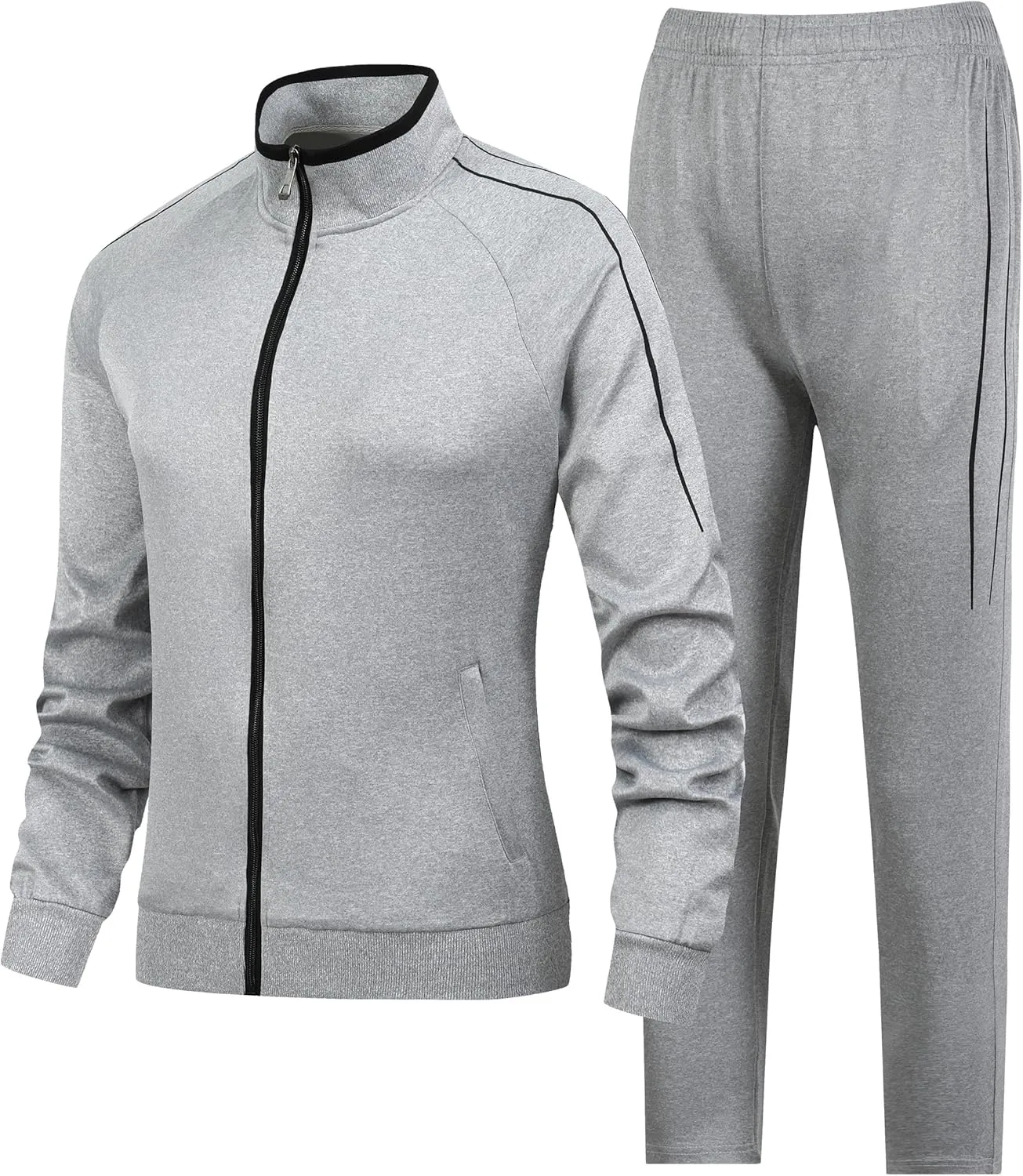Women's 2 Pieces Athletic Tracksuit Full-Zip Workout Sweatsuit with Active Jackets and Pants