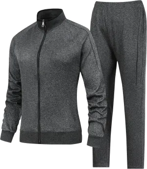 Women's 2 Pieces Athletic Tracksuit Full-Zip Workout Sweatsuit with Active Jackets and Pants