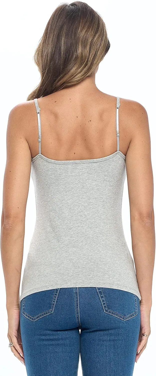 Women's Camisole Cotton Stretch Undershirt with Adjustable Strap Tank Top Multi-Pack of 4