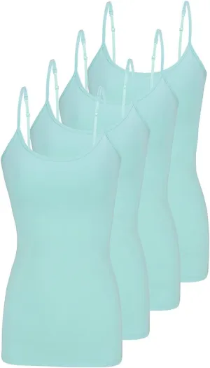 Women's Camisole Cotton Stretch Undershirt with Adjustable Strap Tank Top Multi-Pack of 4