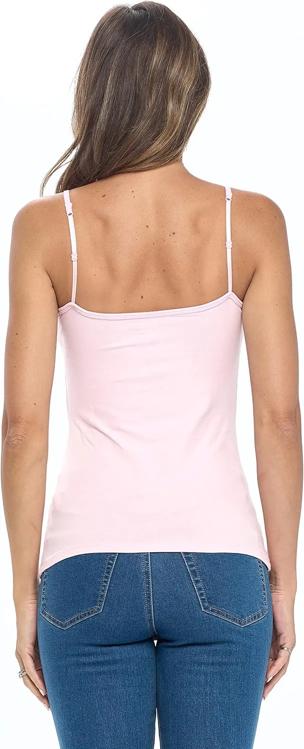 Women's Camisole Cotton Stretch Undershirt with Adjustable Strap Tank Top Multi-Pack of 4