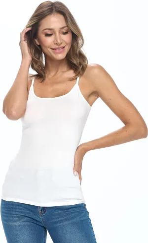 Women's Camisole Cotton Stretch Undershirt with Adjustable Strap Tank Top Multi-Pack of 4