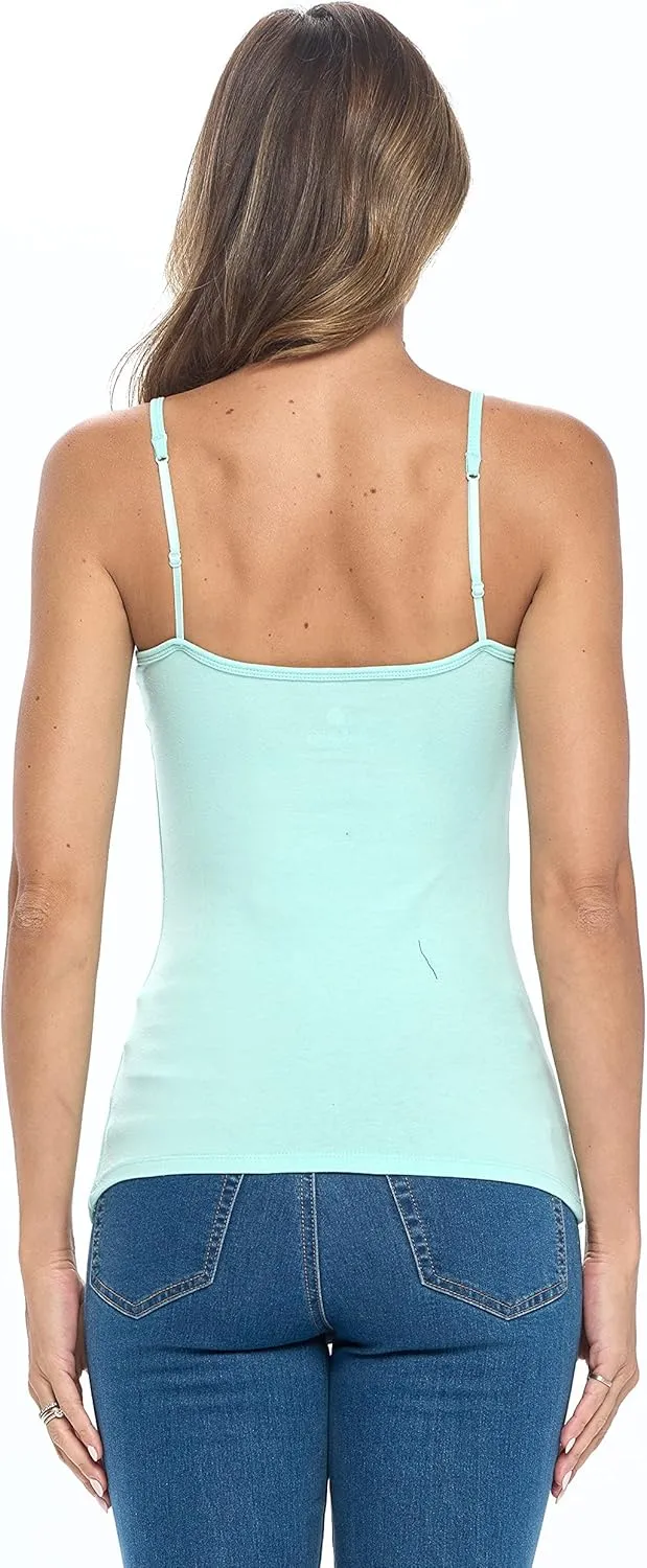 Women's Camisole Cotton Stretch Undershirt with Adjustable Strap Tank Top Multi-Pack of 4