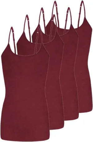 Women's Camisole Cotton Stretch Undershirt with Adjustable Strap Tank Top Multi-Pack of 4