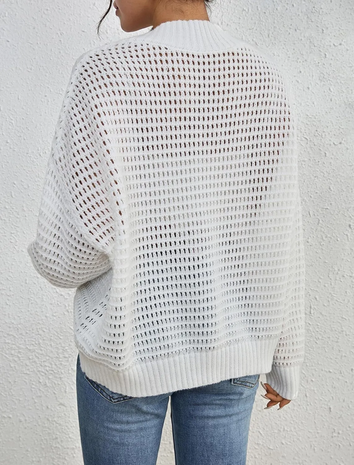 Womens Casual Crochet Hollow Out Open Front Long Sleeve Cardigan Spring 2025 Lightweight Ribbed Knit Cardigan