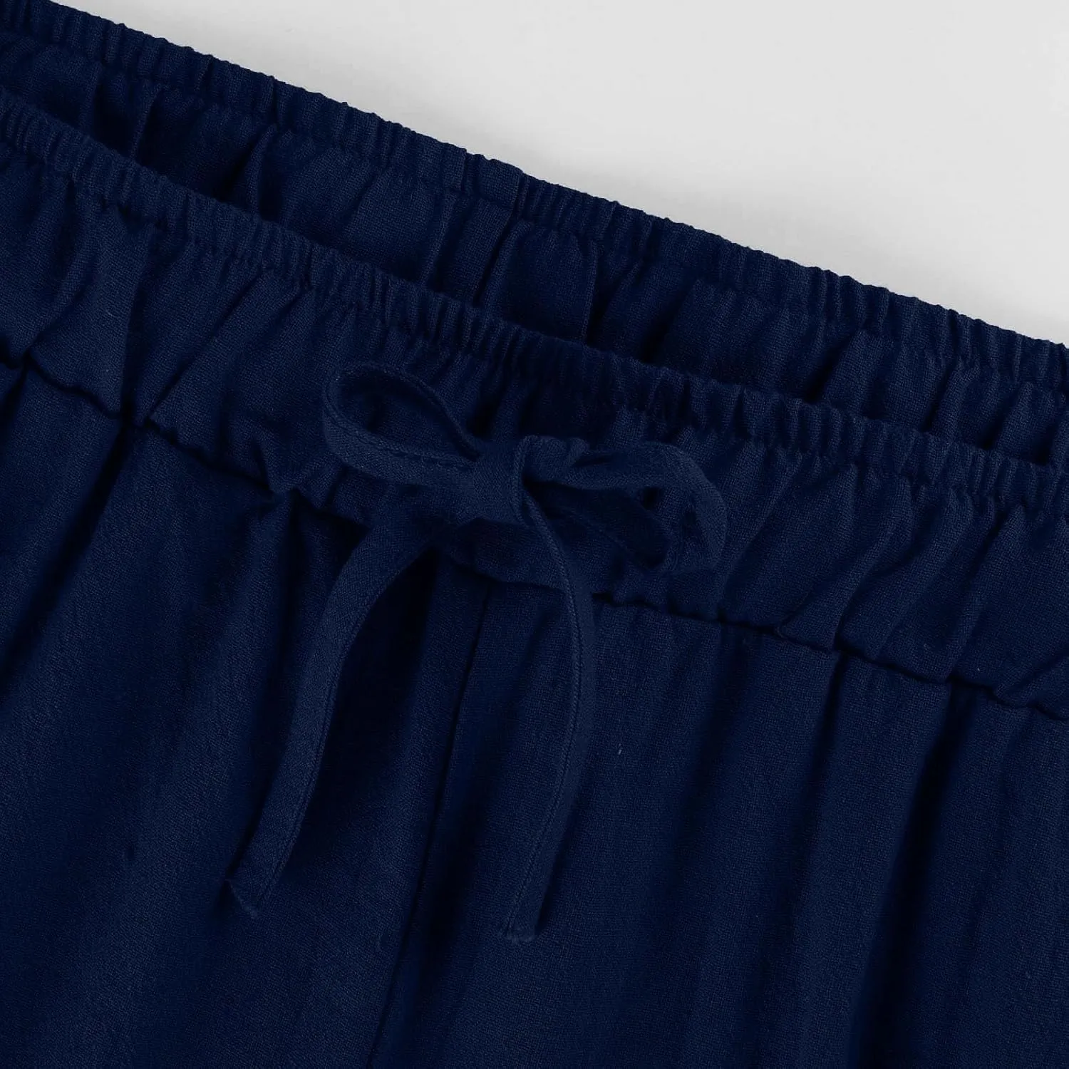 Womens Cotton Linen Palazzo Pants Plus Size Drawstring Elastic Waist Casual Wide Leg Trousers Palazzo Beach Pants