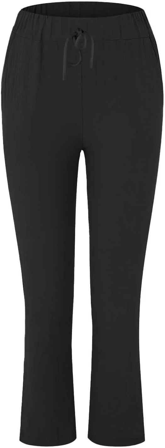 Womens Cotton Linen Pants Drawstring Elastic Waist Loose 2025 Summer Pants Lightweight Casual Comfy Long Trousers