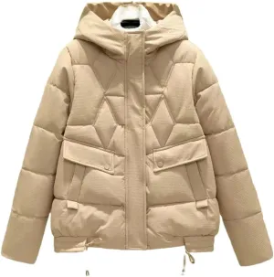 Womens Down Cotton Jacket Winter Parkas Korean Loose Cotton-Padded Coat Hooded Snow Wear Outwear