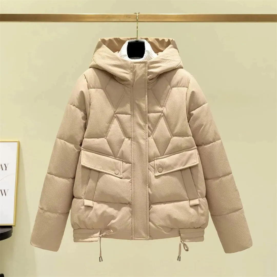 Womens Down Cotton Jacket Winter Parkas Korean Loose Cotton-Padded Coat Hooded Snow Wear Outwear