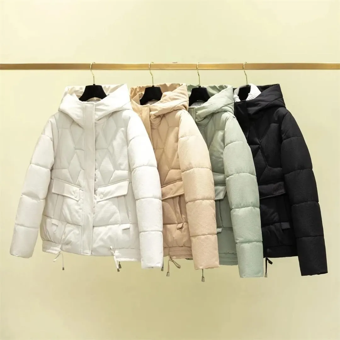 Womens Down Cotton Jacket Winter Parkas Korean Loose Cotton-Padded Coat Hooded Snow Wear Outwear
