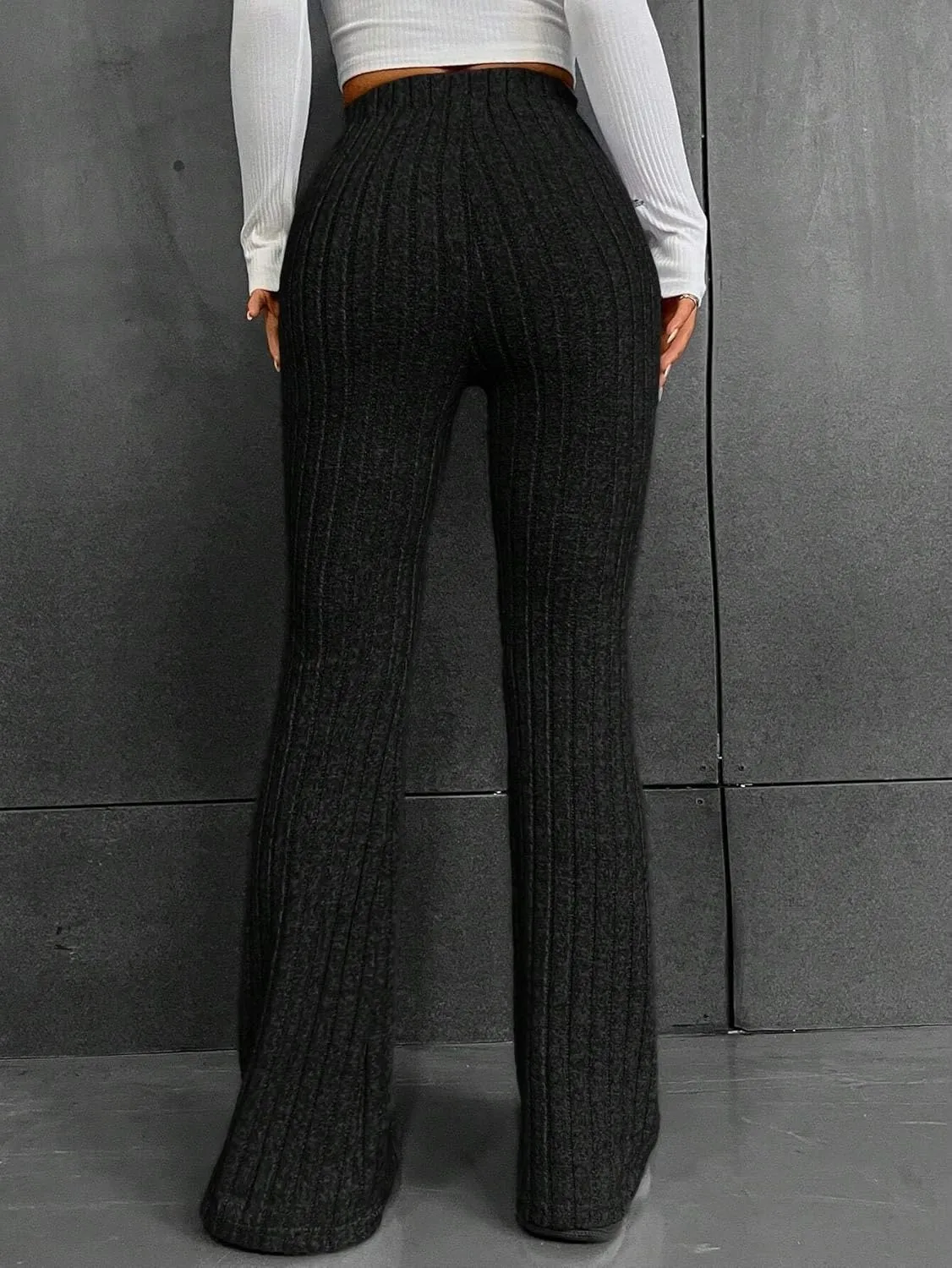 Womens Elastic Waist High Waist Leg Pants Long Pant Trousers For Women