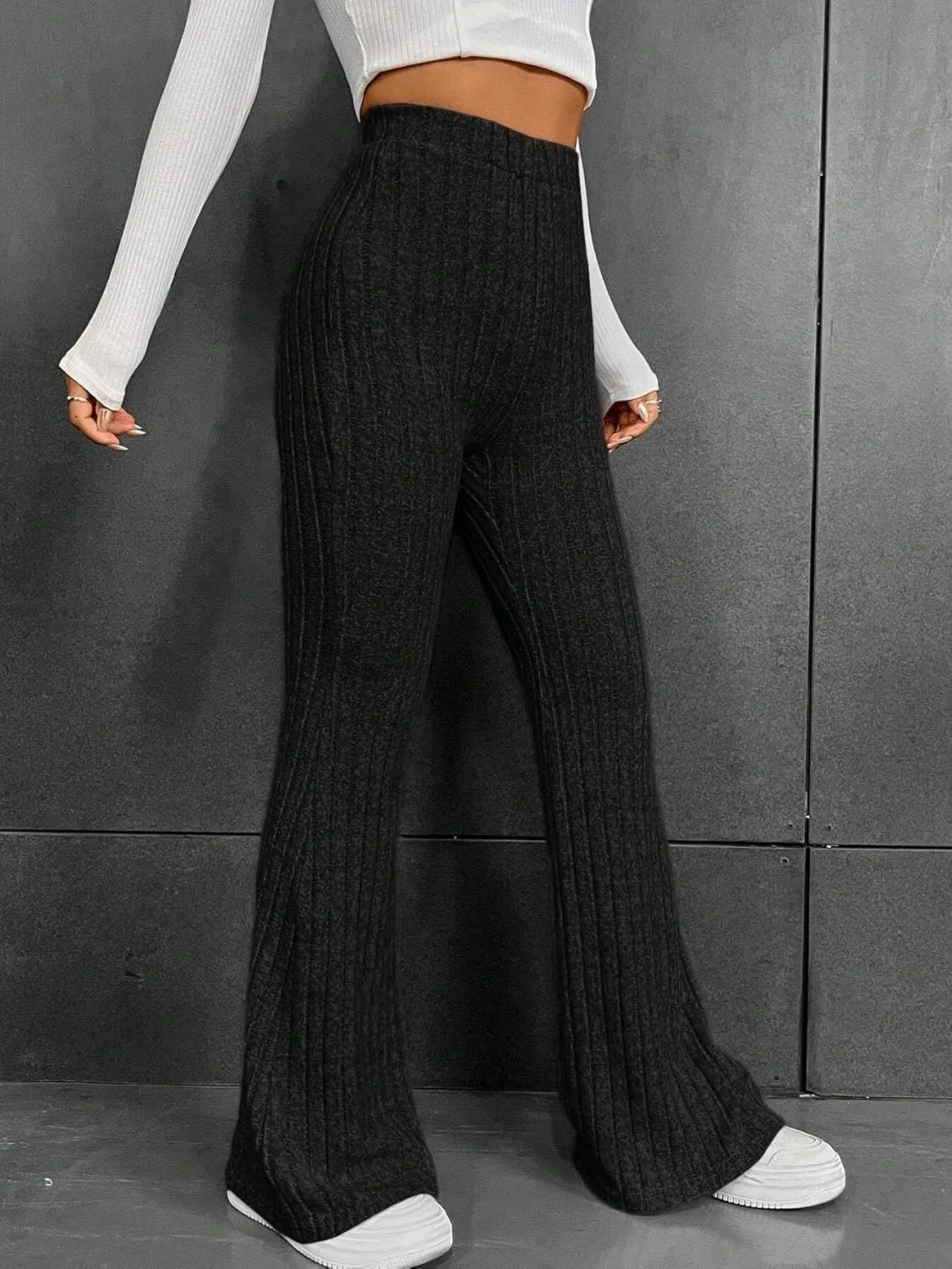 Womens Elastic Waist High Waist Leg Pants Long Pant Trousers For Women