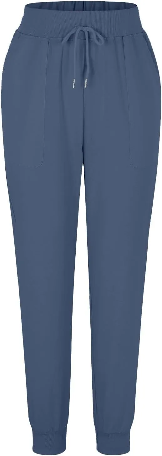 Womens Fashion Linen Pants Casual Straight Summer Drawstring Loose Lightweight Trousers with Pockets
