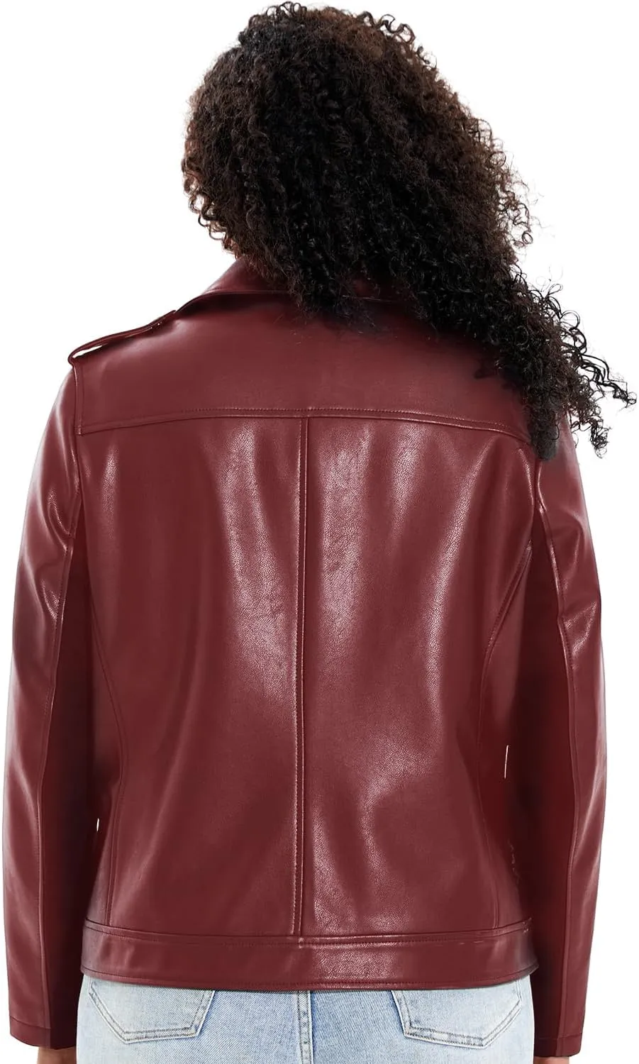 Women's Faux Leather Jacket Plus Size Motorcycle Biker Outwear Pu Zip Up Moto Coat