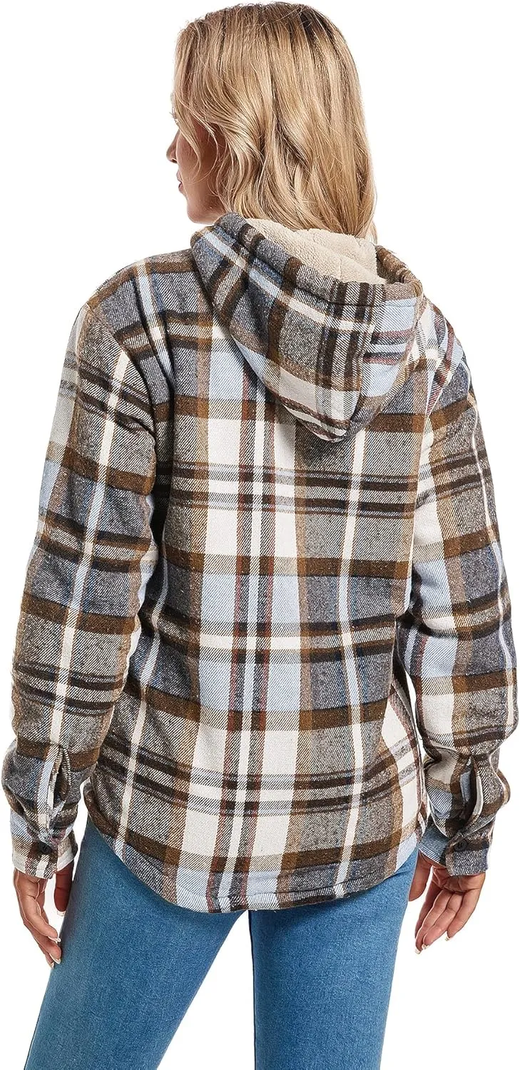 Women's Full Zip Fleece Flannel Jacket Plaid Sherpa Lined Jacket for Women