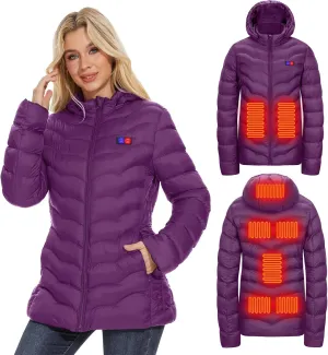 Womens Heated Jacket with 10000mAh Battery Pack, Dual Control Button Heated Coat
