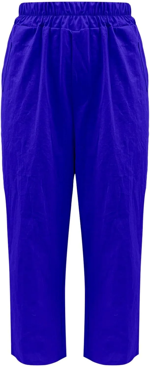 Women's Linen Boho Pants Loose Elastic Waist Wide Leg Lounge Harem Pants Summer Casual Beach Travel Vacation Trousers