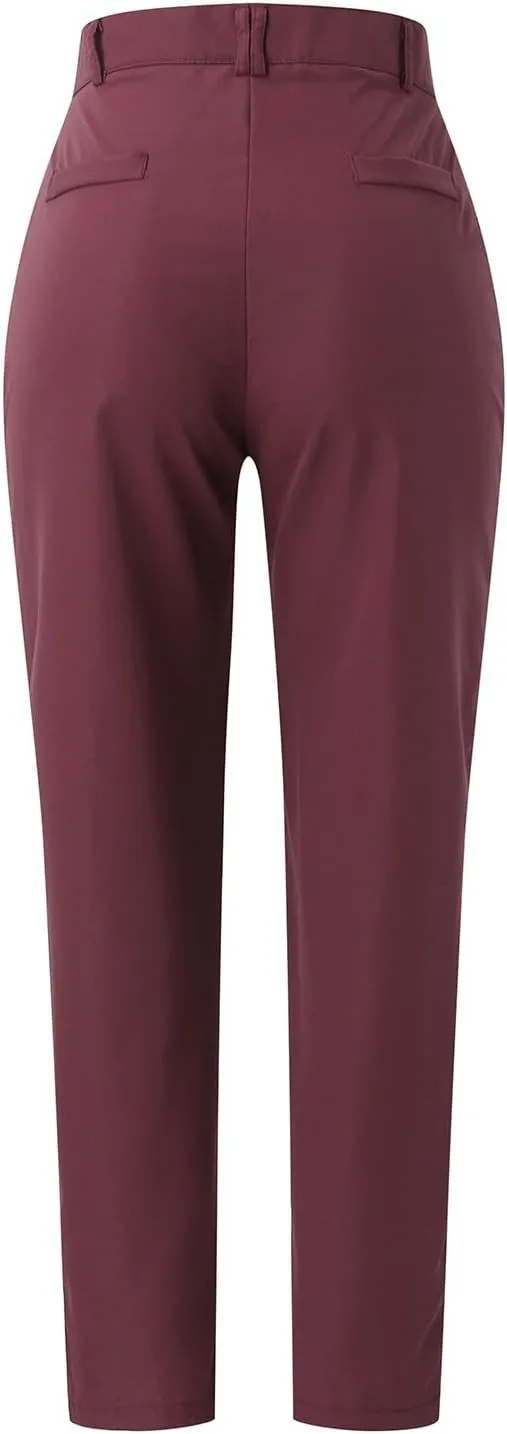 Women's Linen Summer Floral Pant Trousers Elastic Waist Wide Leg Slim-Fit Palazzo Pants Work Business