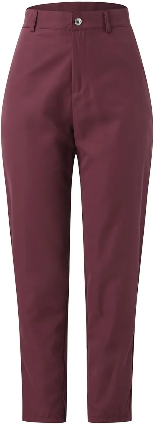 Women's Linen Summer Floral Pant Trousers Elastic Waist Wide Leg Slim-Fit Palazzo Pants Work Business