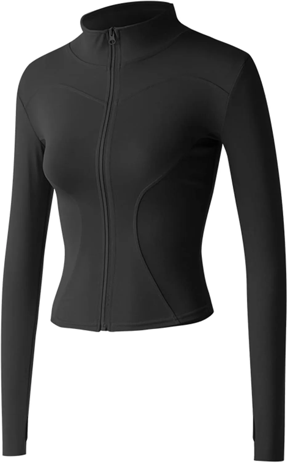 Women's Long Sleeve Running Jacket Sports Shirts Full Zip Quick Dry Yoga Fitness Top with Thumb Holes