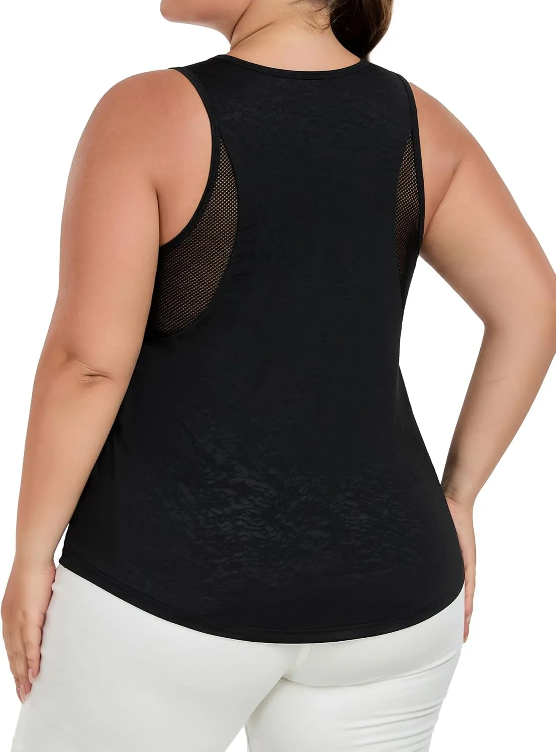 Women's Plus Size Workout Tank Tops with Mesh, XL-5XL Athletic Sleeveless Shirts Loose Fit, Flowy Yoga Tunic Top
