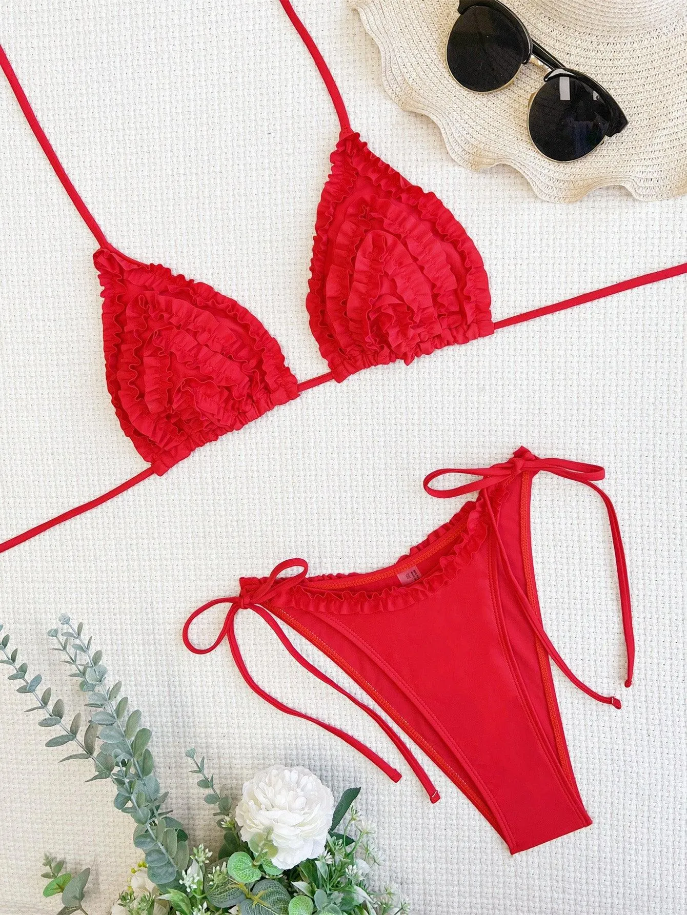 Women's Red Floral Bikini Set - Sexy Swimwear with Tummy Control | GFIT