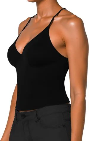 Women's Sexy V Neck Camisole Tank Tops Adjustable Spaghetti Straps Sleeveless Top Casual Summer Halter Shirt 2025