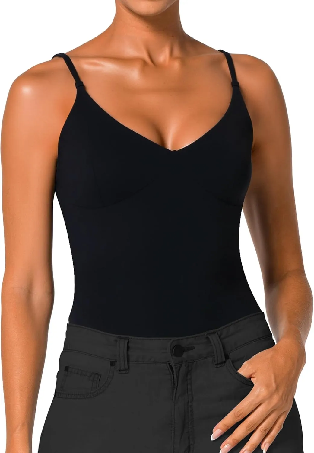 Women's Sexy V Neck Camisole Tank Tops Adjustable Spaghetti Straps Sleeveless Top Casual Summer Halter Shirt 2025