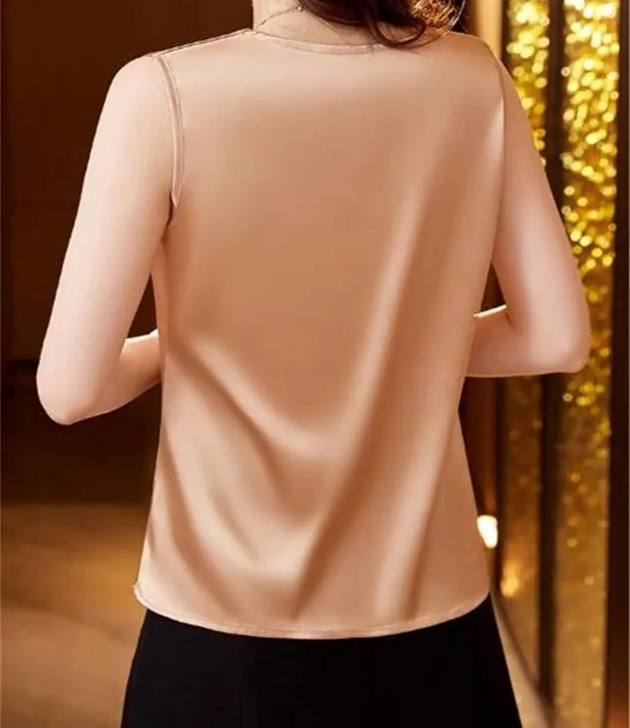 Women's Silk Satin Tank Tops Summer Square Neck Button Sleeveless Camisole Fashion Casual Vest