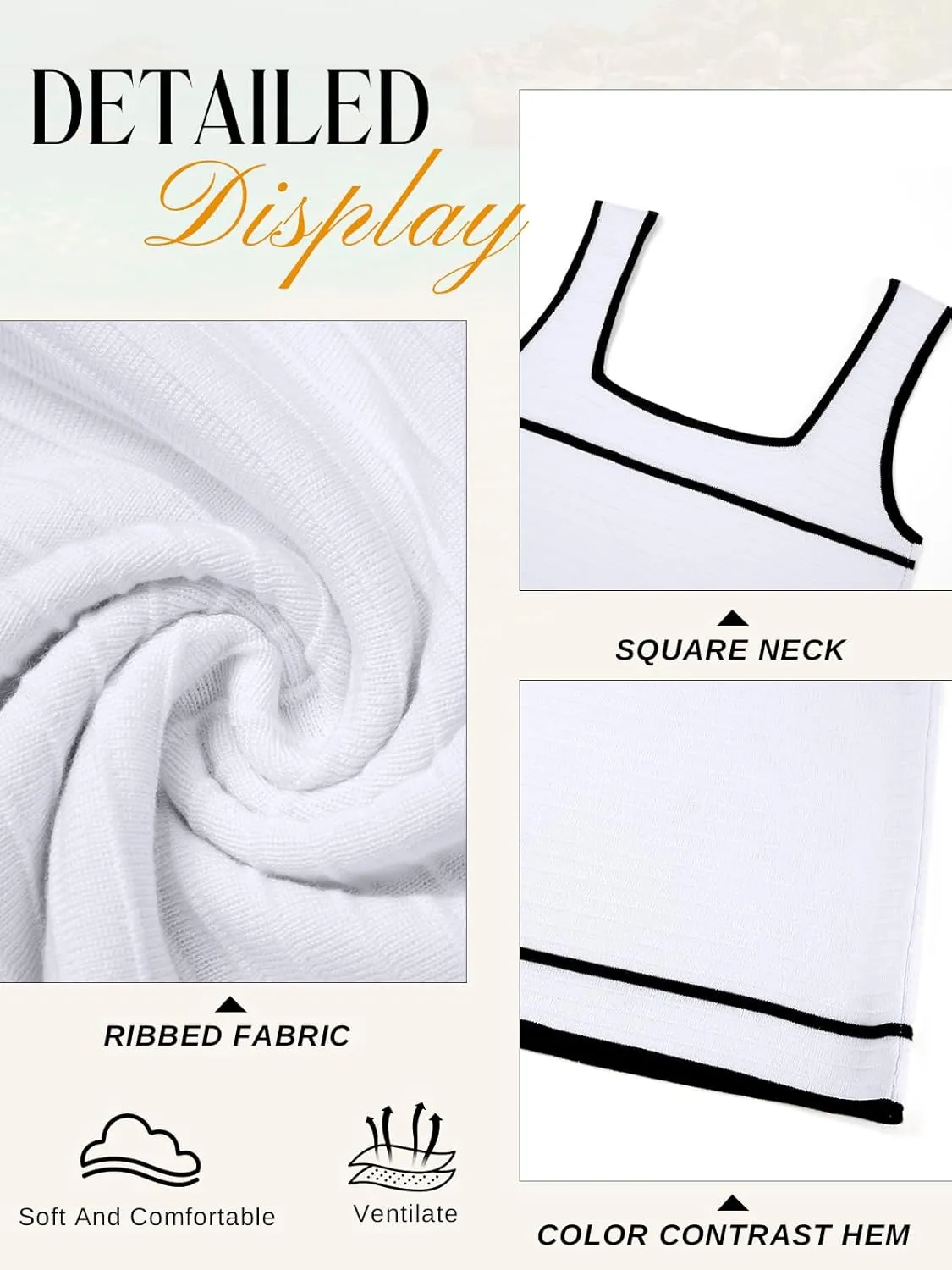 Women's Square Neck Tank Top Knit Ribbed Basic Tops Summer Casual Y2K Color Block Sleeveless Cami Tank Tops