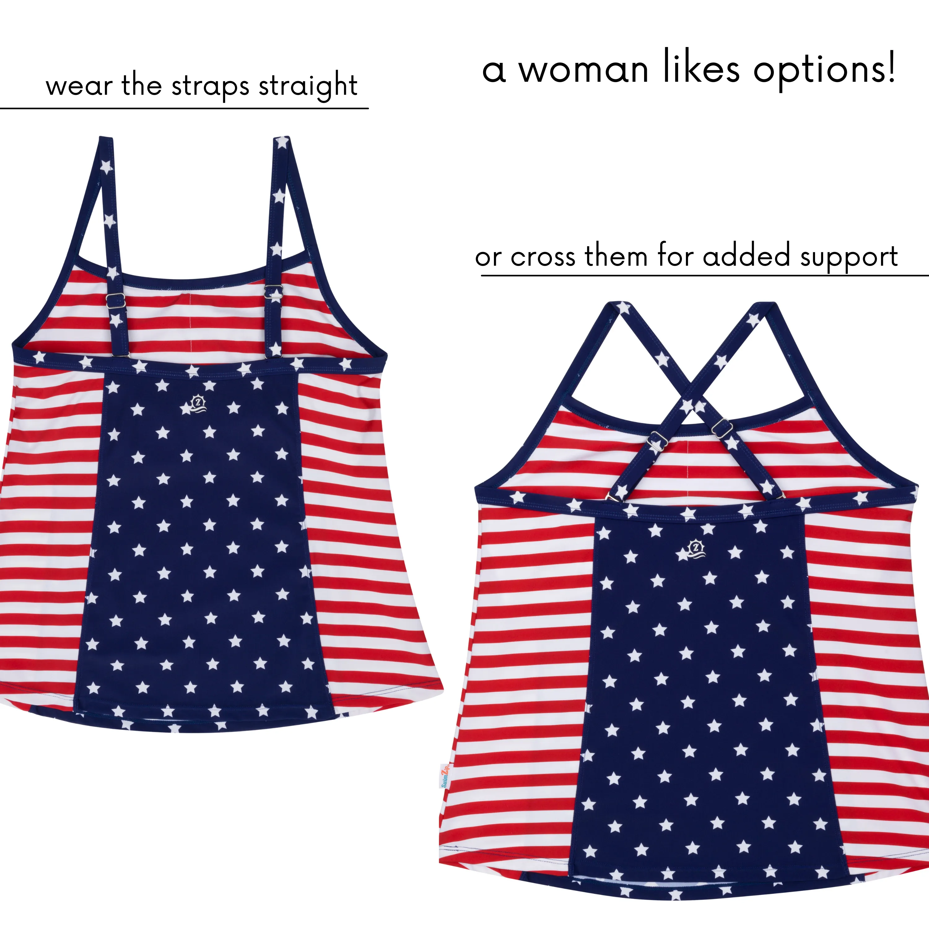 Women’s Strappy A-Line Tankini Top | “Americana”