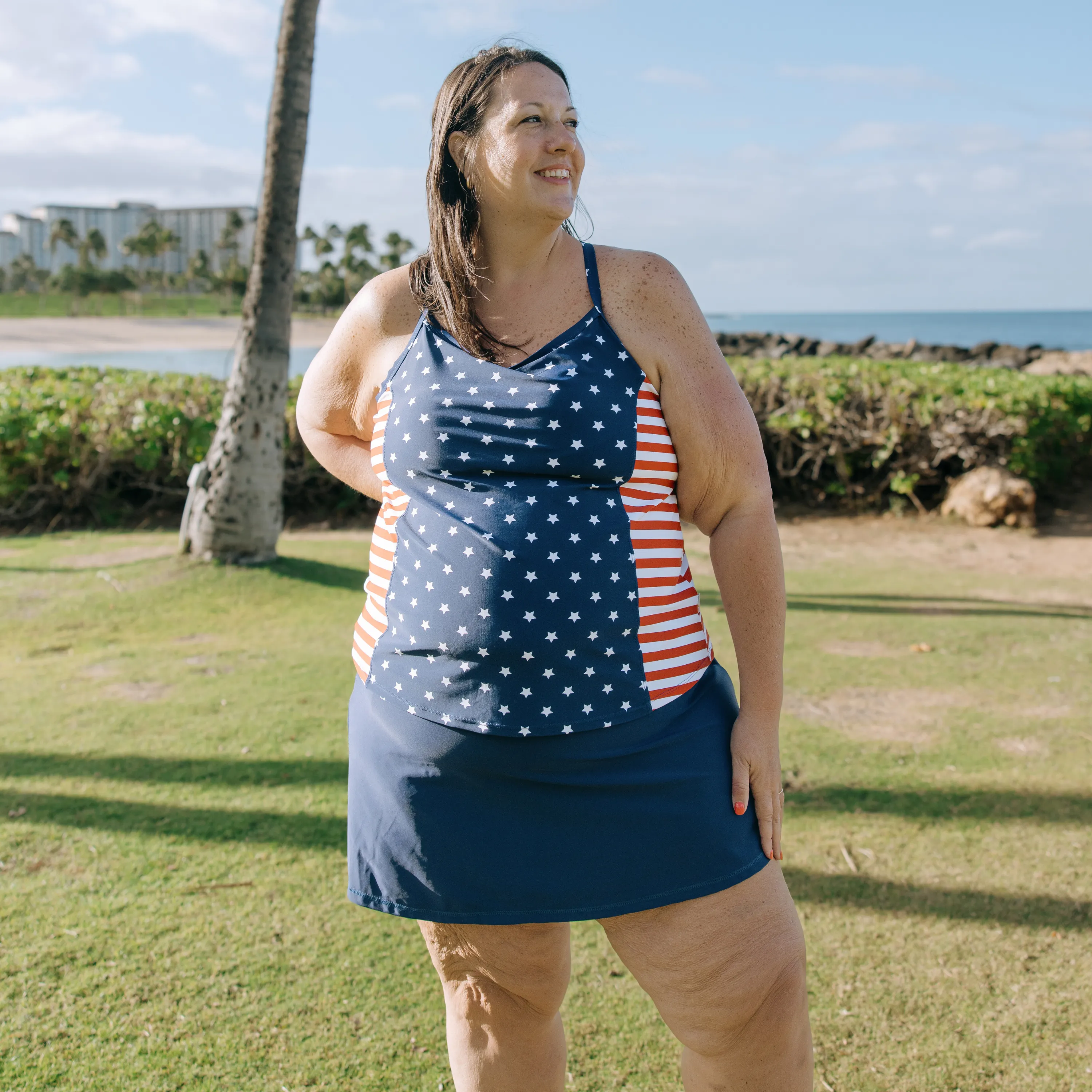 Women’s Strappy A-Line Tankini Top | “Americana”