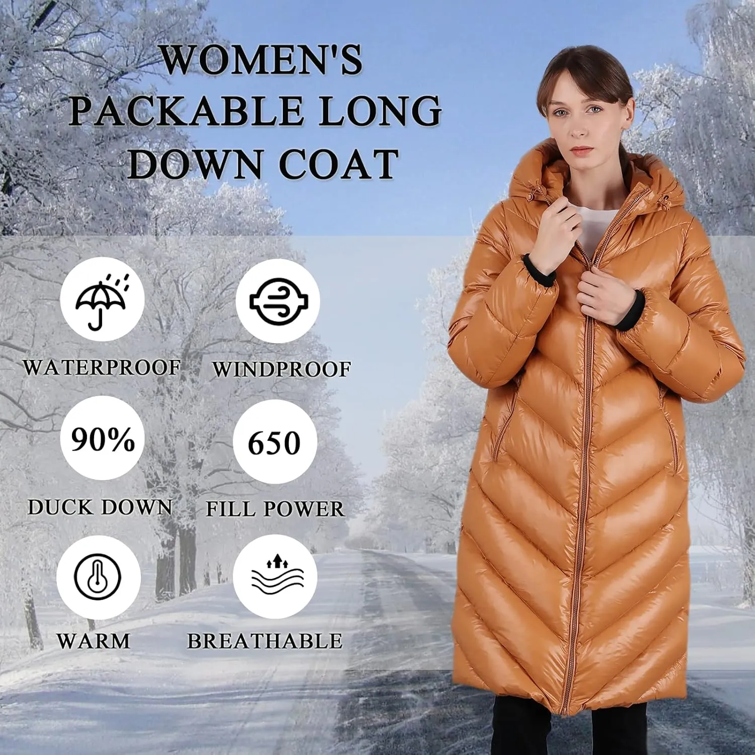 Women's Thickened Down Jacket - Winter Hooded Short Puffy Packable Jacket, Warm Puffer Down Coat for Christmas Gift