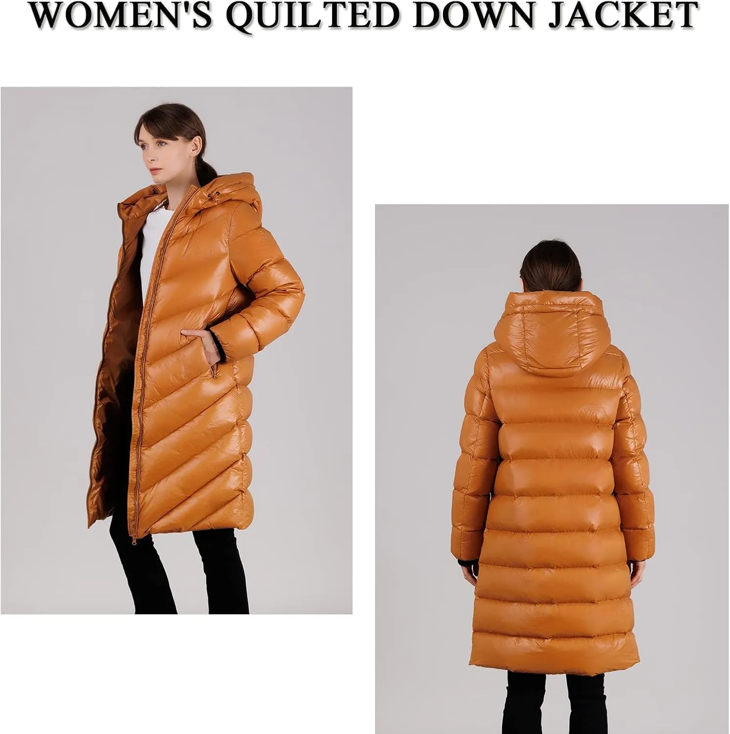 Women's Thickened Down Jacket - Winter Hooded Short Puffy Packable Jacket, Warm Puffer Down Coat for Christmas Gift