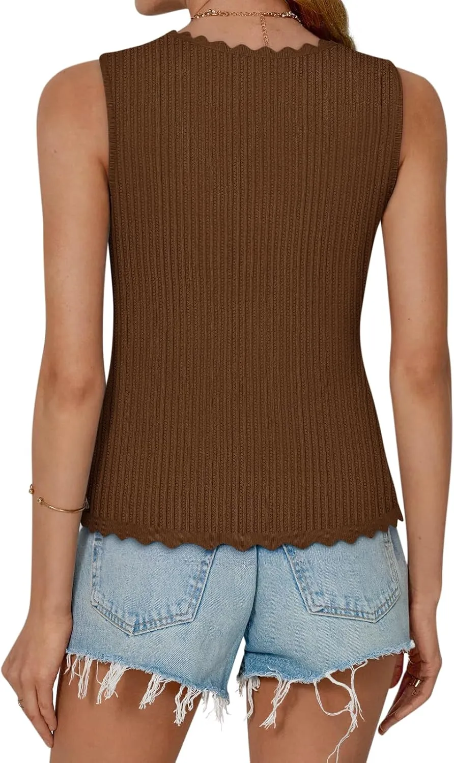 Womens Tie Front Tops Trendy 2025 Summer V Neck Sleeveless Sweater Vests Fashion Cute Crochet Knit Tops