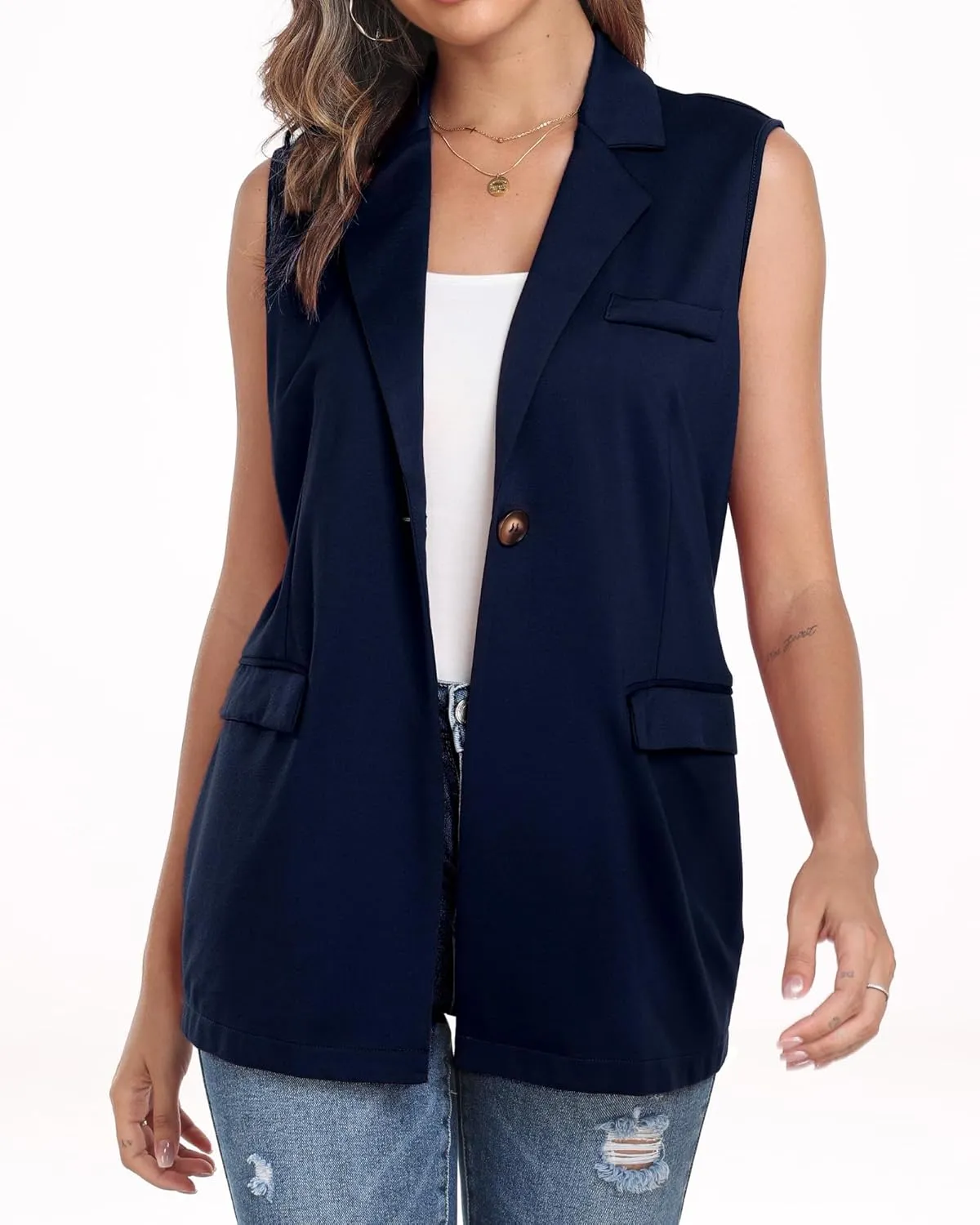 Xeoxarel Women's Sleeveless Blazer Vest with Pockets (S - XXL)