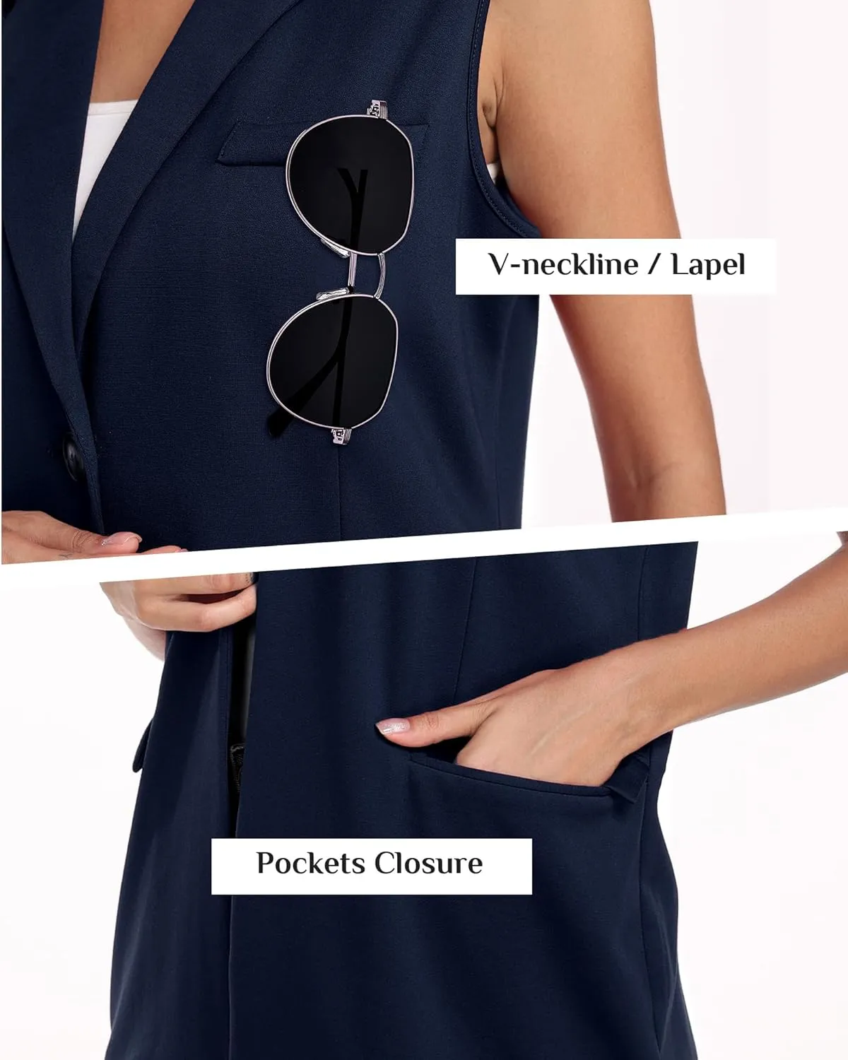 Xeoxarel Women's Sleeveless Blazer Vest with Pockets (S - XXL)