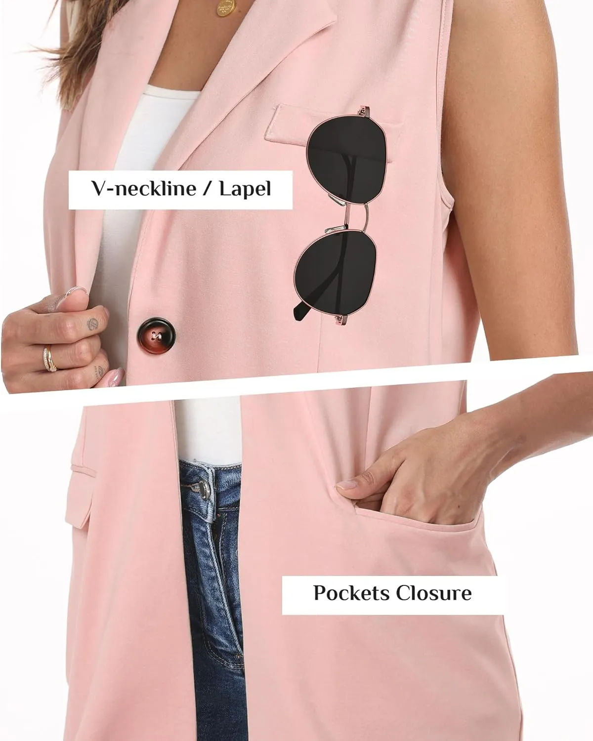 Xeoxarel Women's Sleeveless Blazer Vest with Pockets (S - XXL)