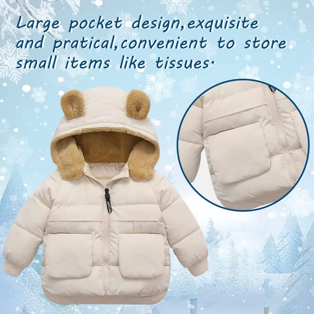 XIFAMNIY Baby Kids Winter Coat Puffer Down Jacket Windproof Light Winter Jacket Hooded Outwear 2-6T