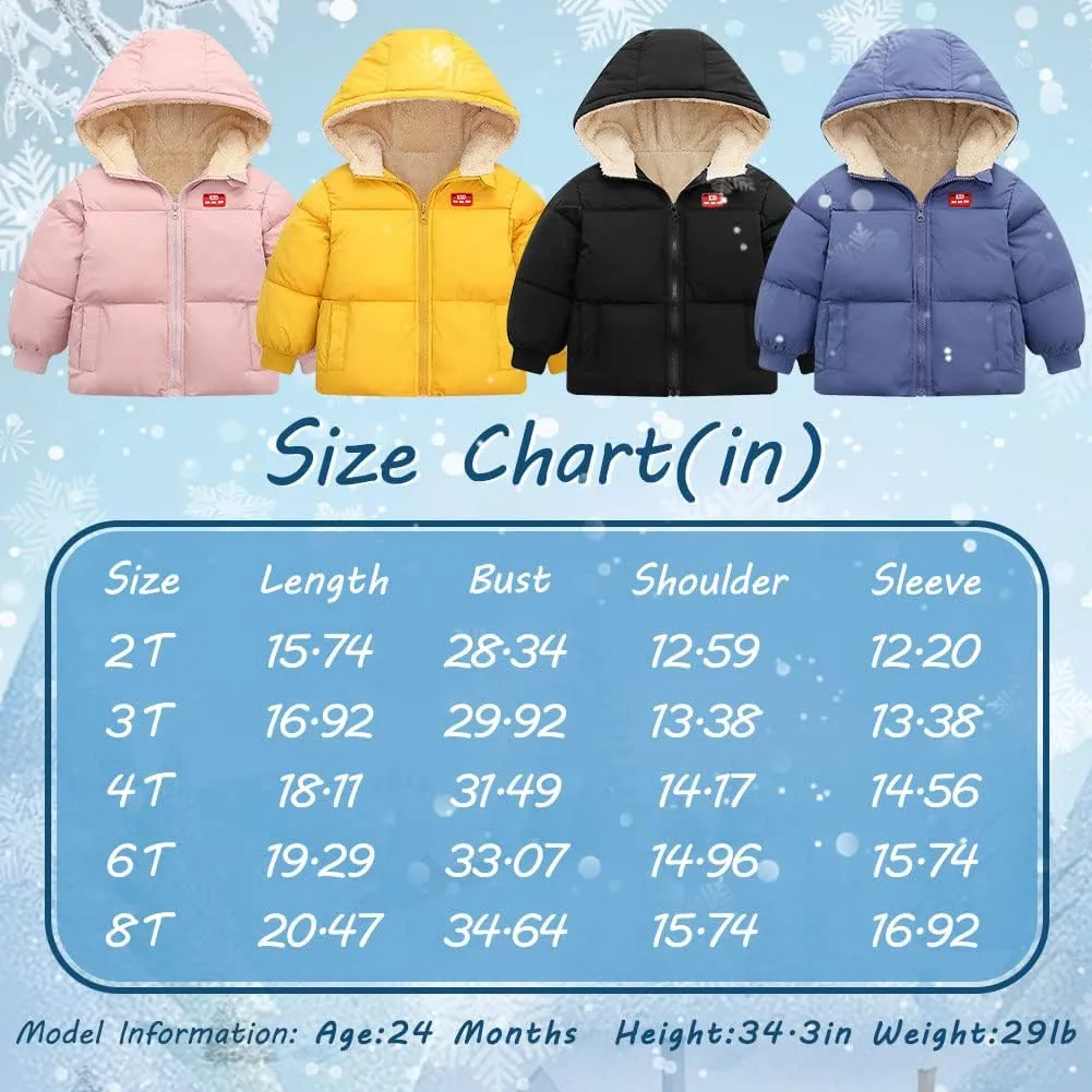 XIFAMNIY Baby Kids Winter Coat Puffer Down Jacket Windproof Light Winter Jacket Hooded Outwear 2-6T