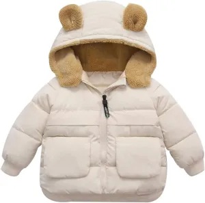 XIFAMNIY Baby Kids Winter Coat Puffer Down Jacket Windproof Light Winter Jacket Hooded Outwear 2-6T