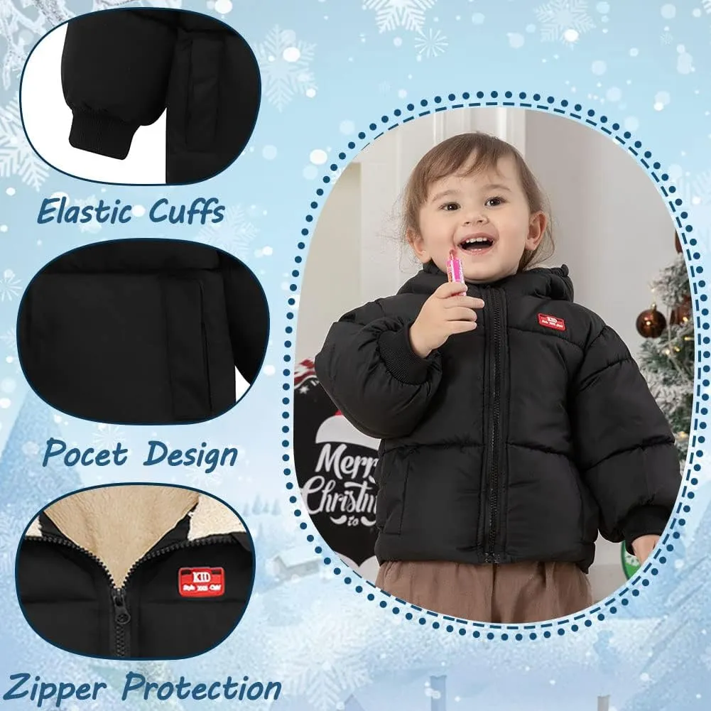 XIFAMNIY Baby Kids Winter Coat Puffer Down Jacket Windproof Light Winter Jacket Hooded Outwear 2-6T