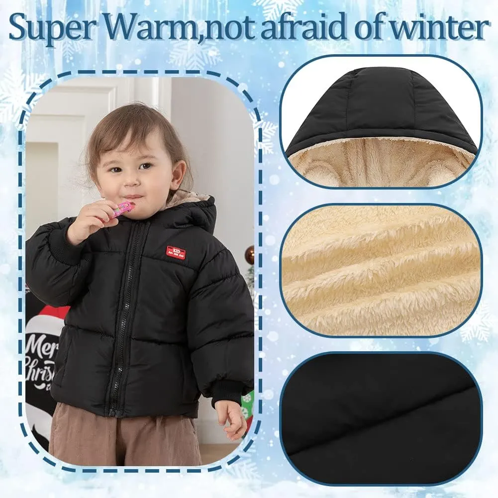 XIFAMNIY Baby Kids Winter Coat Puffer Down Jacket Windproof Light Winter Jacket Hooded Outwear 2-6T